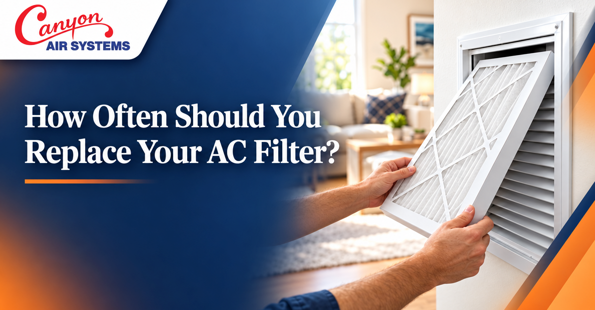 Canyon Air Systems guide explaining how often to replace your AC filter